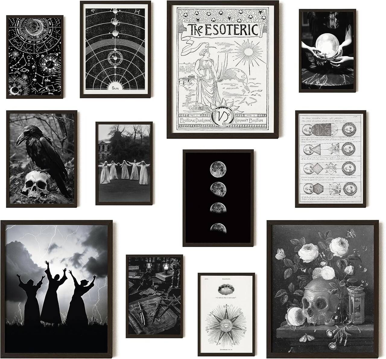 97 Decor Witchy Home Decor – Vintage Gothic Home Decorations, Creepy Goth Posters, Halloween Art Prints, Spooky Bedroom Wall Pictures (Unframed)